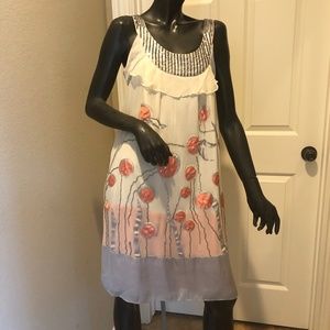 Lafer Silk Floral Beaded Dress 4